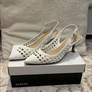 Alfani Women's White Woven Slingback Heels